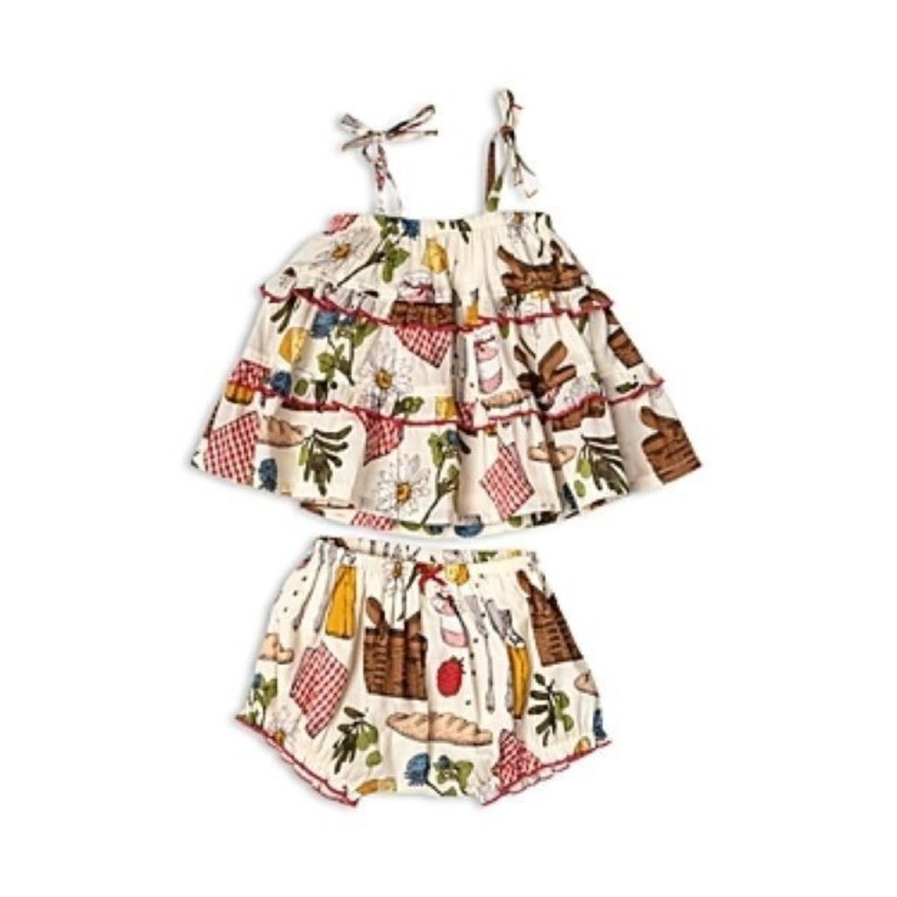 Pink Chicken Garden outfit Set Parisian Picnic Size 3 - 6 Months NEW‎